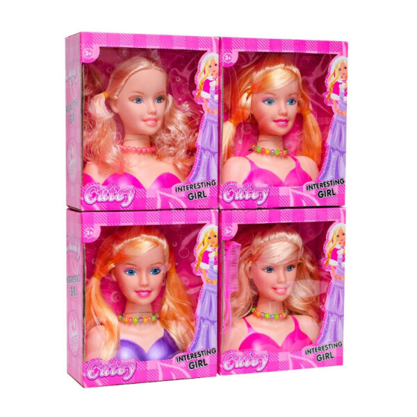 

Голова куклы 4 вида,с расческой,заколками,фен,зерк, в кор.21*11*26см /36-2/