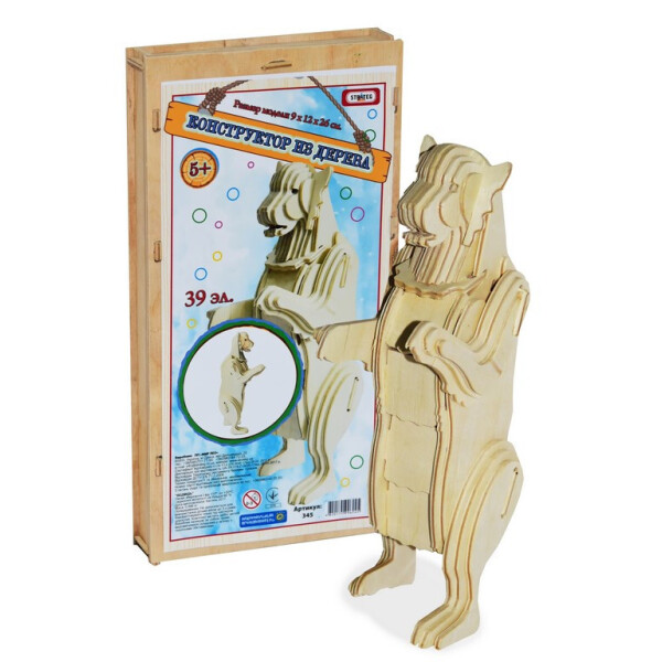 

Конструктор дерев. "Медведь" 39 эл. в кор. 30,5*15,7*4 см. /6/