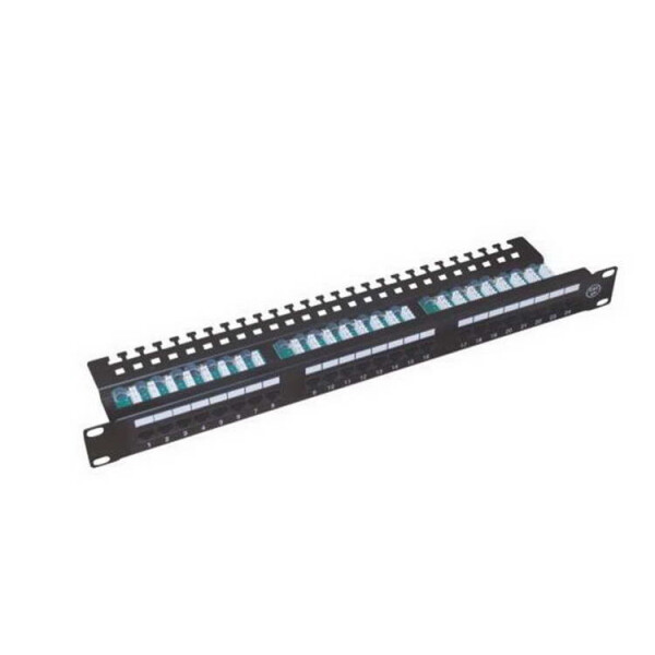 

Патч-панель 19" 1U 24 порта, UTP, кат.5е (WT-2126-CAT.5E) с организатором кабеля сзади