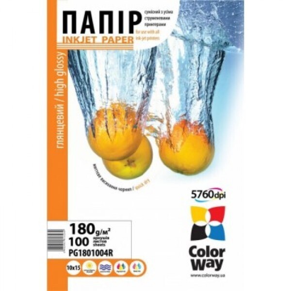 

Фотобумага CW глянцевая 180г/м2 10x15см 100л (PG1801004R)