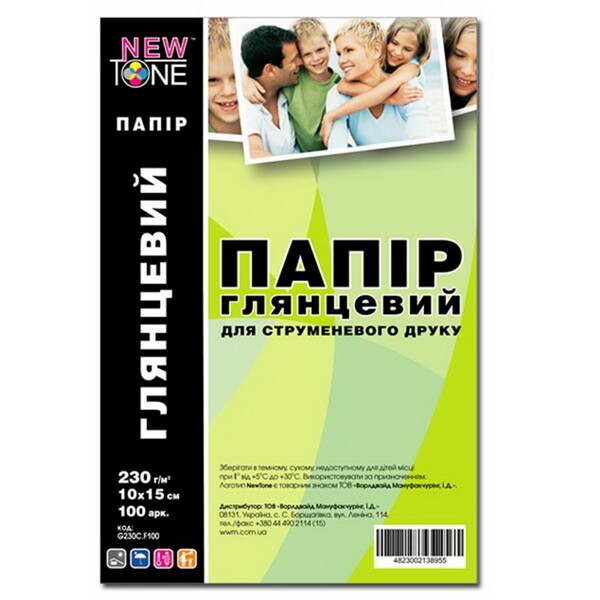 

Фотобумага NewTone глянцевая 230г/м2 10х15см 100л (G230C.F100)