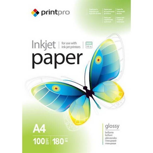 

Фотобумага PrintPro глянцевая 180г/м2 A4 100л (PGE180100A4)