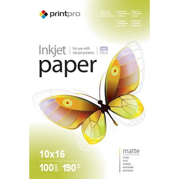 

Фотобумага PrintPro матовая 190г/м2 10x15см 100л (PME1901004R)