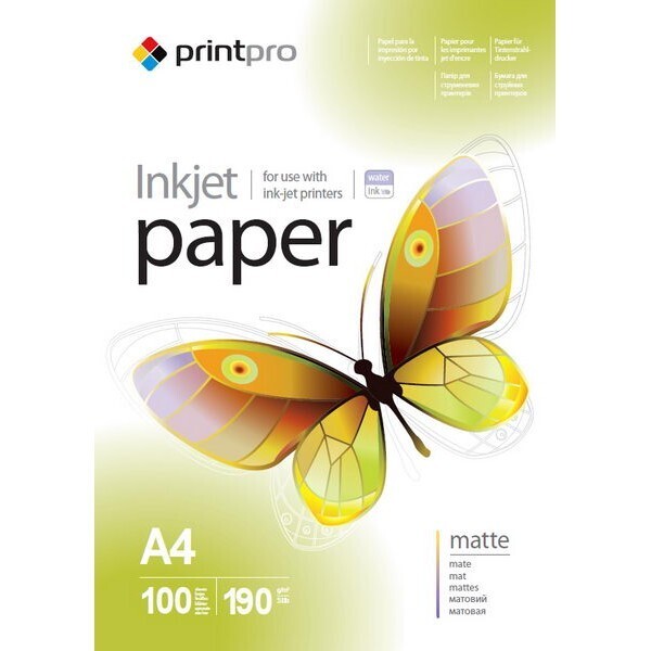 

Фотобумага PrintPro матовая 190г/м2 A4 100л (PME190100A4)