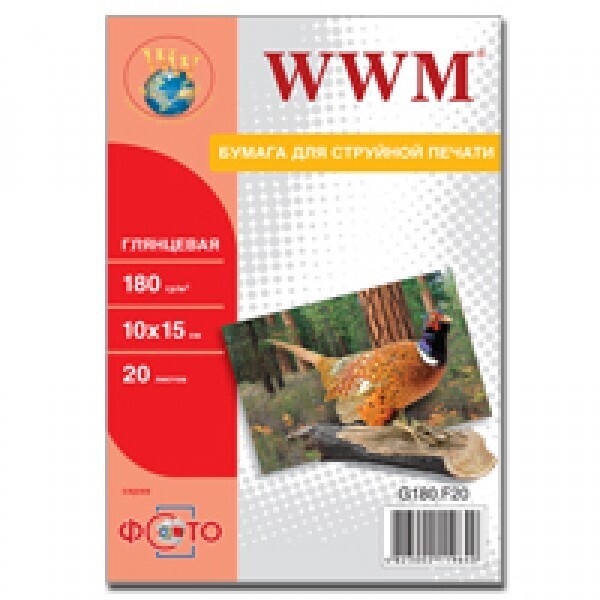 

Фотобумага WWM Photo глянцевая 180г/м2 10х15см 20л (G180.F20)