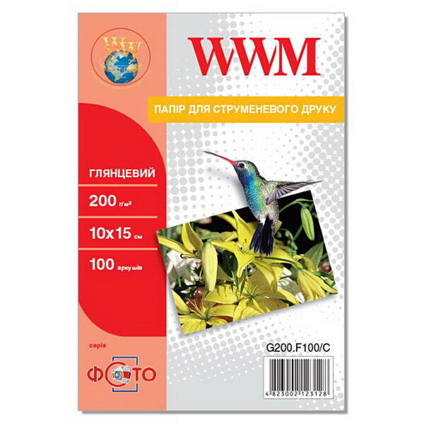 

Фотобумага WWM Photo глянцевая 200г/м2 10х15см 100л (G200.F100/C)