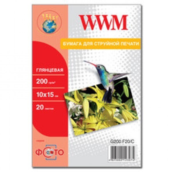 

Фотобумага WWM Photo глянцевая 200г/м2 10х15см 20л (G200.F20/C)