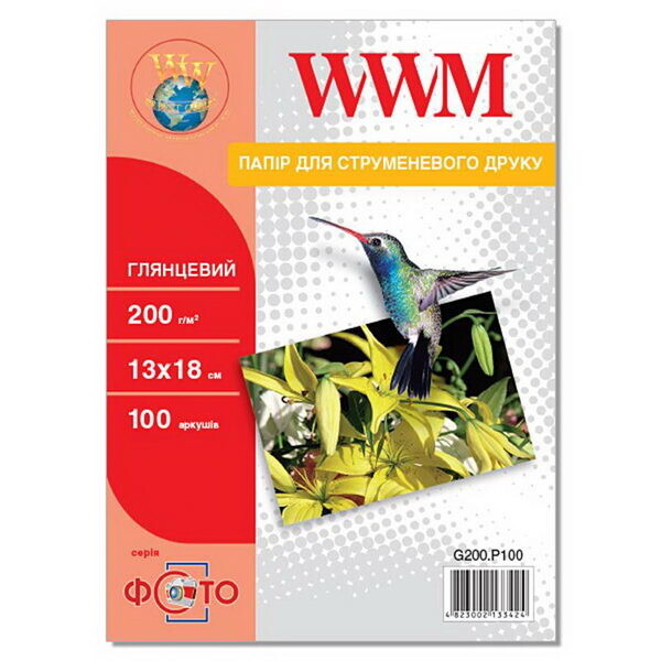 

Фотобумага WWM Photo глянцевая 200г/м2 13х18см 100л (G200.P100)