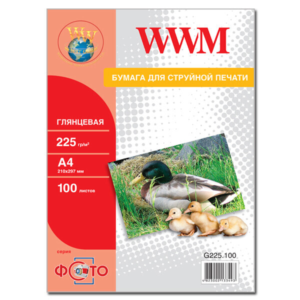 

Фотобумага WWM Photo глянцевая 225г/м2 А4 100л (G225.100)