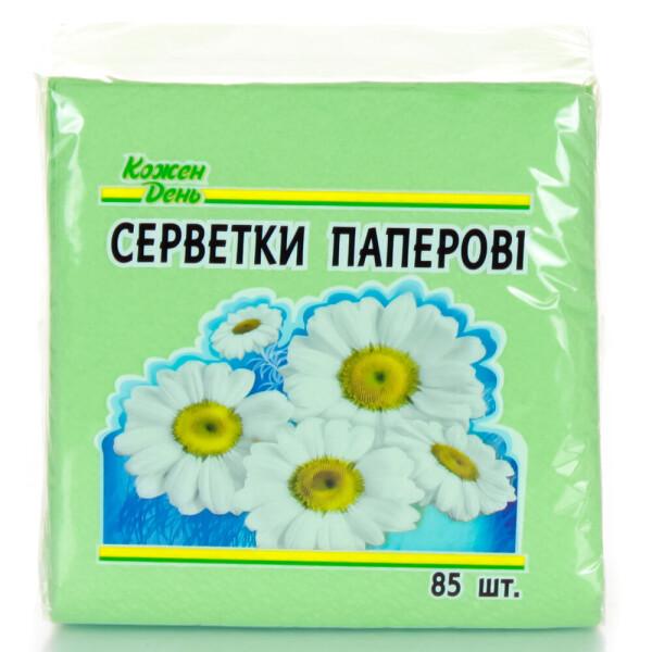 

Набор бумажных салфеток Кожен День зеленые, 85 шт.