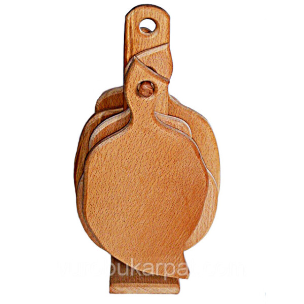 

Набор разделочных досок HOT-KITCHEN Фигурные Деревянные на вертикальной подставке 4 шт