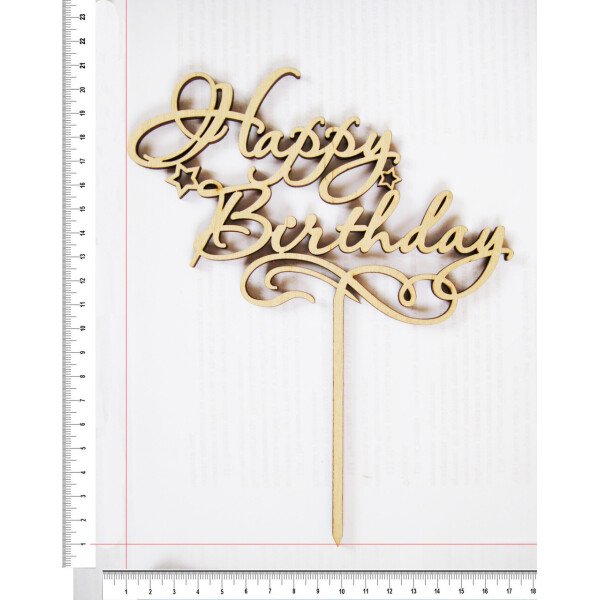 

Топпер для цветов и торта HOT-KITCHEN упак 10шт Happy Birthday Деревянный 20*16,5 cм (т32)