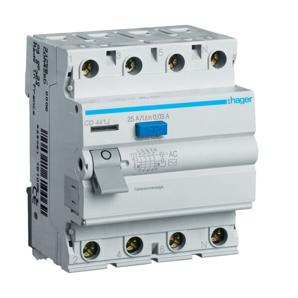

Дифференциальное реле УЗО Hager CD441J 4P 40A 30mA тип AC устройство защитного отключения дифреле(3388)