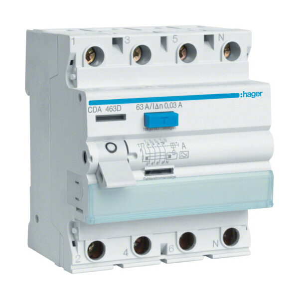 

Дифференциальное реле УЗО Hager CD480D 4P 80A 30mA тип A устройство защитного отключения дифреле(3358)