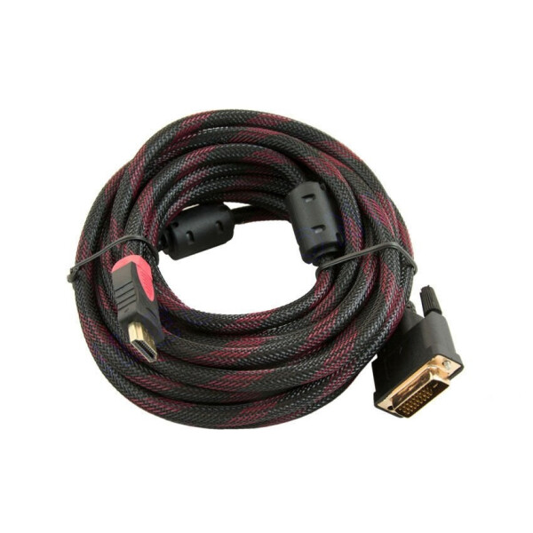 

Кабель HDMI (папа)-DVI (папа) 3,0м, 2 феррита, оплетка, круглый Black / RED, Пакет