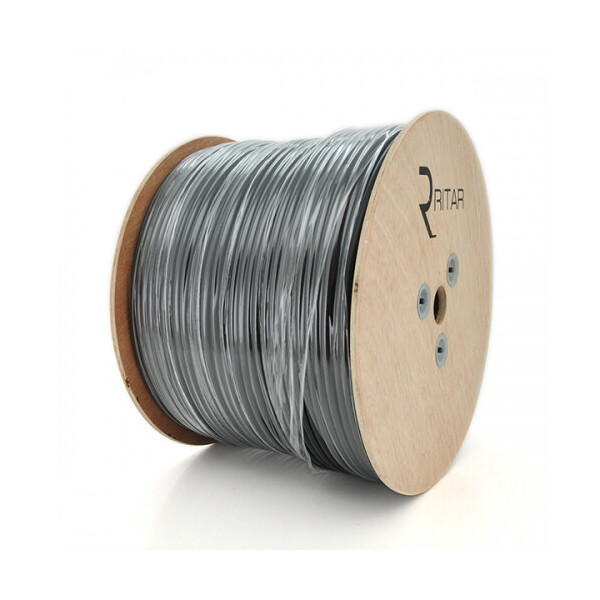 

Кабель коакс. с питанием+трос RITAR BM100-RG59+2x0.5mm+1x1.2mm, 0,81 мм.CU, 64x0.12m CCA желтый экран, 75 Ом, FPE, 6,91мм черная