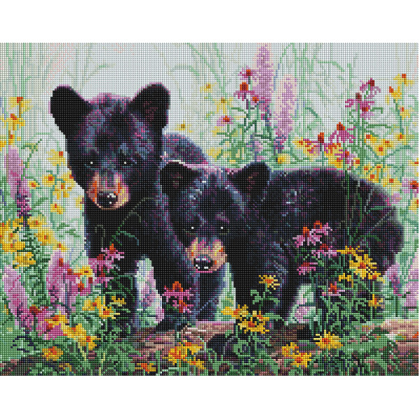 

Алмазная мозаика BRUSHME Медвежата в цветах 40x50 см., Украина