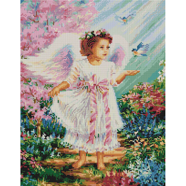 

Алмазная мозаика BRUSHME Ангелочек с синичками 40x50 см., Украина
