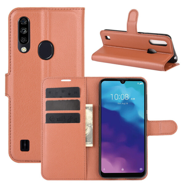 

Чехол Fiji Luxury для ZTE Blade A7 2020 3/64Gb (со сканером отпечатка) книжка коричневый