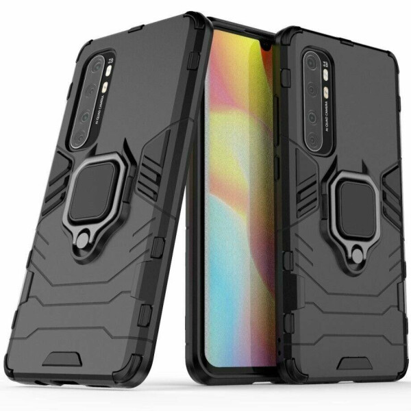 

Чехол Fiji Ring для Xiaomi Mi Note 10 Lite бронированный бампер с кольцом черный
