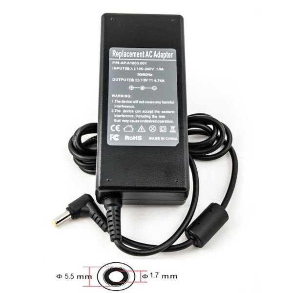 

Блок питания к ноутбуку PowerPlant ACER 220V, 19V 90W 4.74A (5.5*1.7) (AC90F5517)