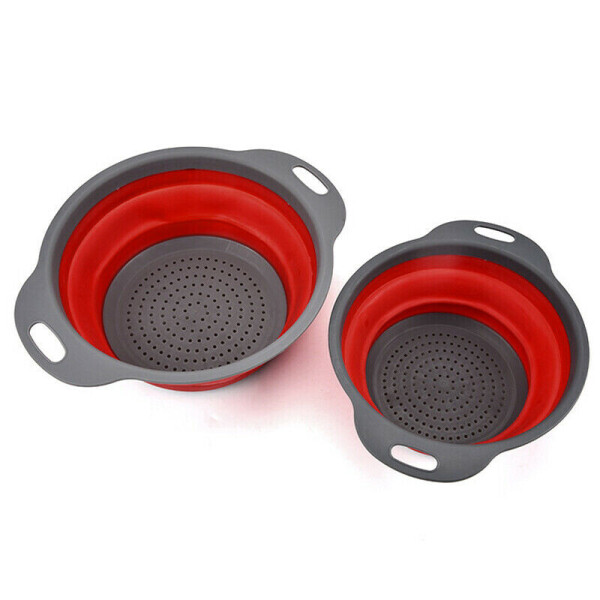 

Дуршлаг силиконовый складной 2 шт в комплекте (большой + маленький) Collapsible filter baskets Красный (24245321)