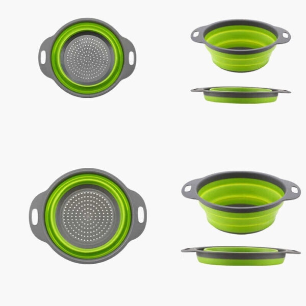 

Дуршлаг силиконовый складной 2 шт в комплекте (большой + маленький) Collapsible filter baskets Зеленый (2424532)