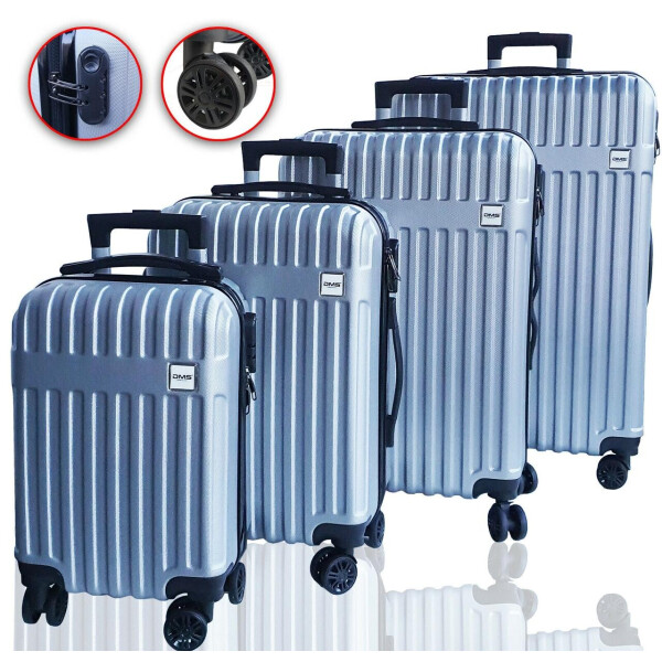 

Чемоданы дорожные с тележкой DMS комплект 4шт S-M-L-XL Silver