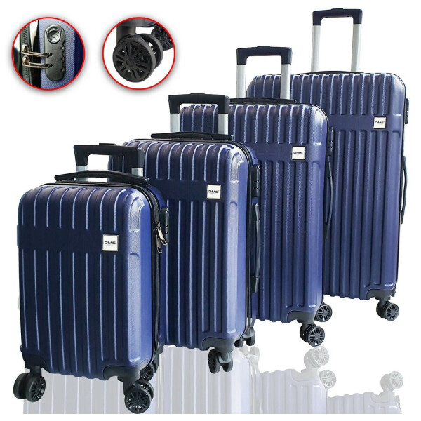 

Чемоданы дорожные с тележкой DMS комплект 4шт S-M-L-XL Blue