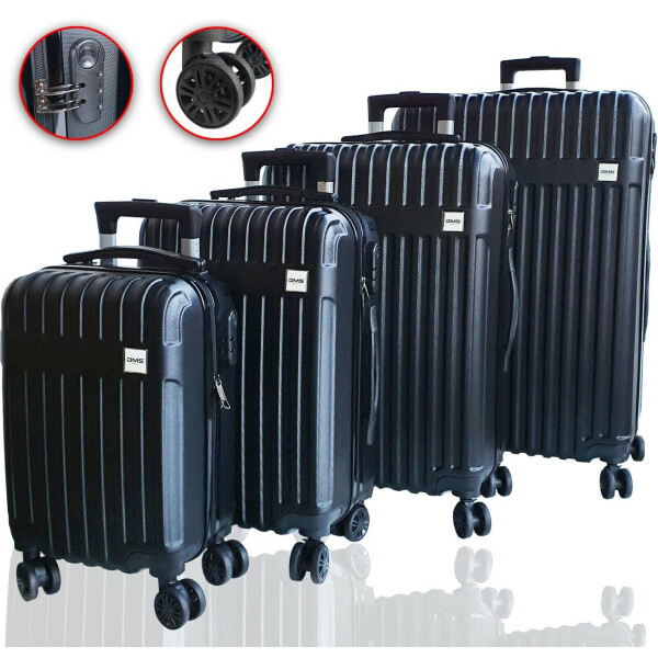 

Чемоданы дорожные с тележкой DMS комплект 4шт S-M-L-XL Black