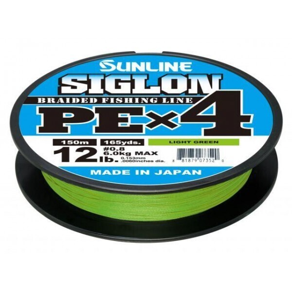 

Шнур Sunline Siglon PE x4, 150m, #0.8/0.153mm, 12b/6.0kg Light green (салатовый)