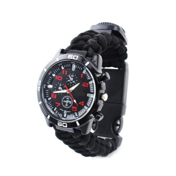 

Часы-браслет выживания Survival Paracord тактические Black