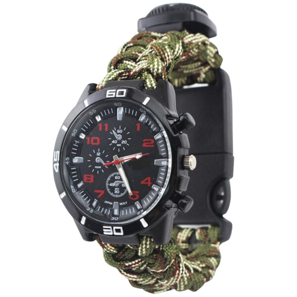 

Часы-браслет выживания Survival Paracord тактические Green Camouflage