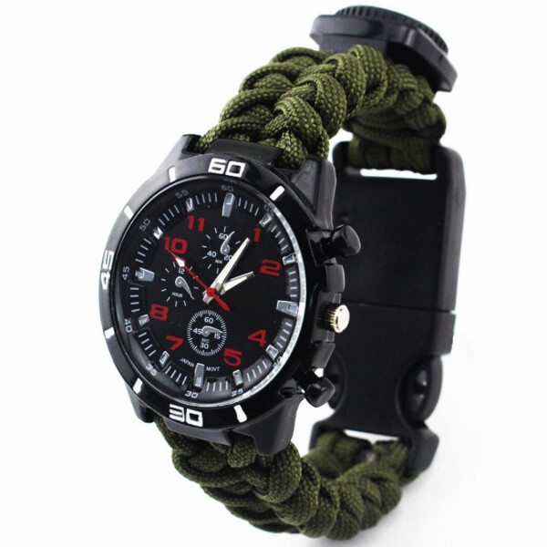 

Часы-браслет выживания Survival Paracord тактические Green