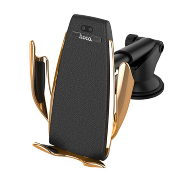 

Автодержатель для телефона Hoco CA34 Elegant automatic induction wireless charging car holder Gold