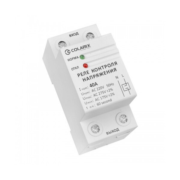 

Реле контроля напряжения AKO-RCV-040 COLARIX 8х3,6х6,6 см Белый