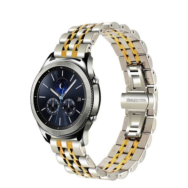 

Браслет для Samsung Gear S3 Ремешок 22мм Link Xtra стальной Серебро - Золото BeWatch (1021428)