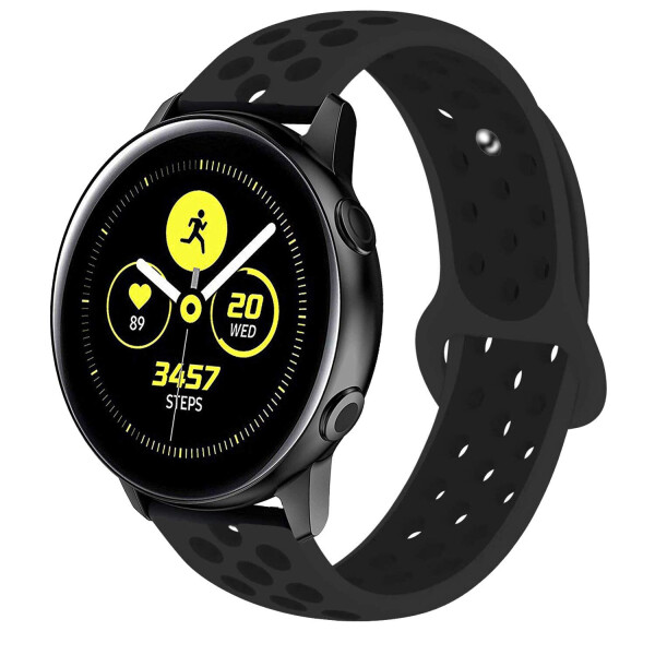 

Ремешок для Samsung Galaxy Watch Active | Active 2 40mm силиконовый 20мм перфорированный Черно Черный BeWatch (1010101)