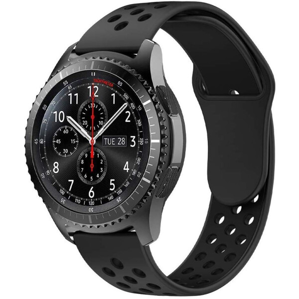 

Ремешок для Samsung Galaxy Watch 42mm | Samsung Galaxy Watch 3 41 mm силиконовый 20 мм перфорированный Черно - Черный BeWatch (1010101)
