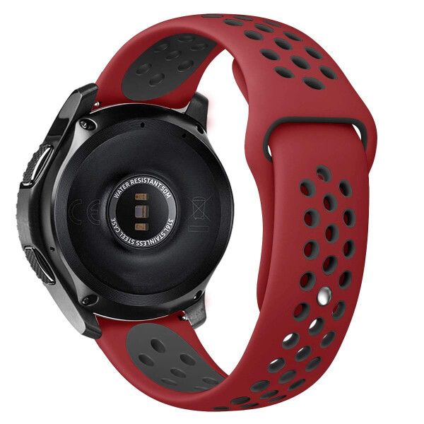 

Ремешок для Samsung Gear S3 | Galaxy Watch 46mm | Galaxy Watch 3 45 mm силиконовый перфорированный 22мм Red-Black BeWatch (1020131)