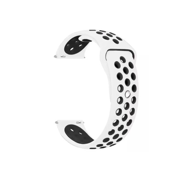 

Ремешок для Samsung Galaxy Watch 46mm | Gear S3 | Galaxy Watch 3 45 mm силиконовый 22мм перфорированный Бело - черный BeWatch (1020121)