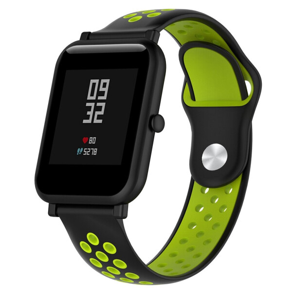 

Ремешок для Xiaomi Amazfit BIP | GTS | GTR 42mm силиконовый перфорированый 20 мм Черно-Салатовый BeWatch (1010116)