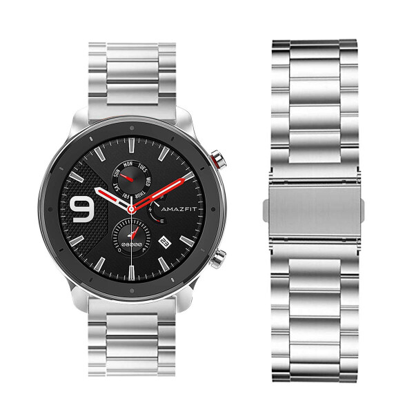 

Браслет для Amazfit Stratos | Pace | GTR 47mm Ремешок 22мм стальной классический Серебристый BeWatch (1020405)