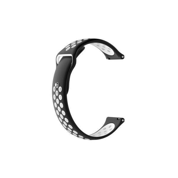 

Ремешок для Xiaomi Amazfit BIP силиконовый перфорированный 20 мм Черно - Белый BeWatch (1010112)