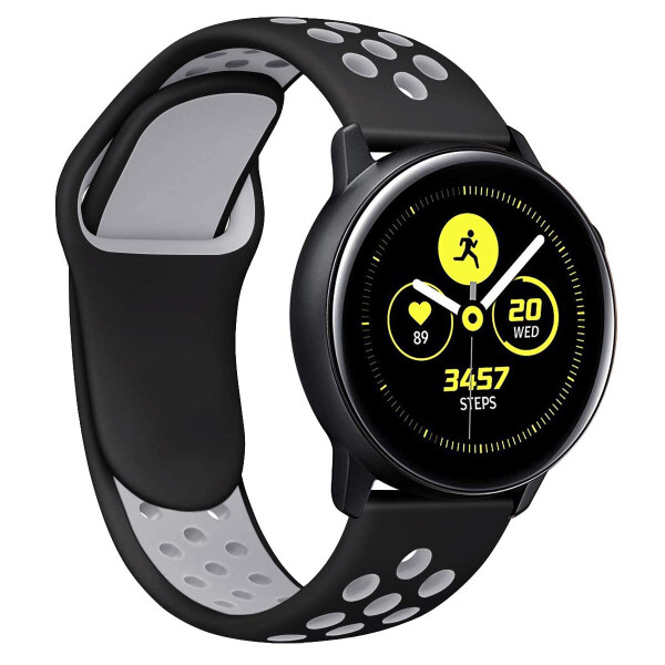 Акція на Ремешок для смарт-часов Samsung Galaxy Watch Active | Active 2 40mm силиконовый пефорированный 20мм Черно Серый BeWatch (1010114) від Allo UA