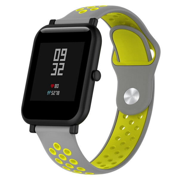 

Ремешок для Xiaomi Amazfit BIP | GTS | GTR 42mm силиконовый 20мм перфорированный Серо-Желтый BeWatch (1010146)