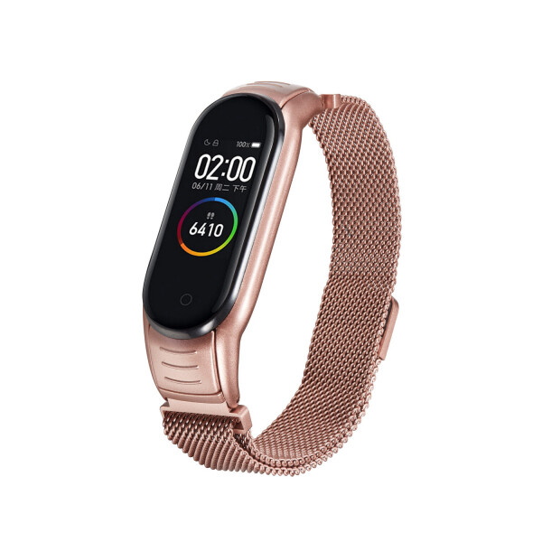 

Браслет для Mi Band 3 | Mi Band 4 миланская петля с магнитной застежкой Ремешок Розовое Золото BeWatch (1041238)