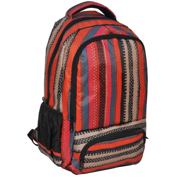 

Молодежный яркий рюкзак в полоску PASO 21L 15-8122D красный