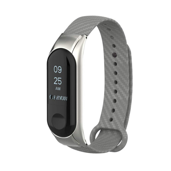 

Ремешок для Xiaomi Mi Band 3 | 4 Carbon Серый Серебро BeWatch (1041608.1)