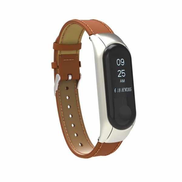 

Браслет кожаный для Mi Band 3 классический Ремешок Оранжевый с серебром BeWatch (1046605)